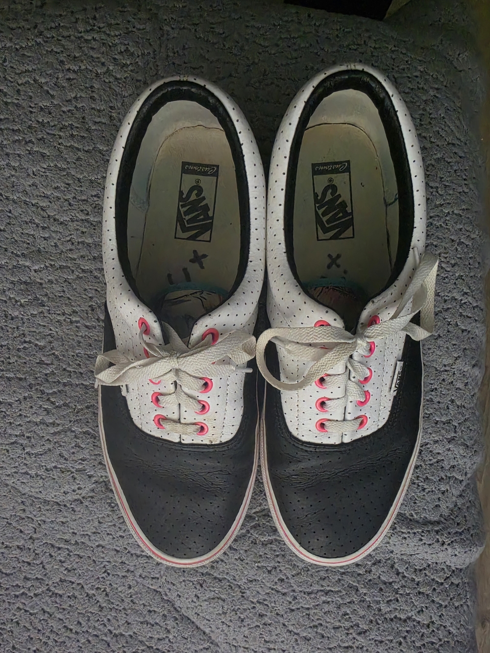 Rare Custom Vans Perforated Leather Saddle Shoes.